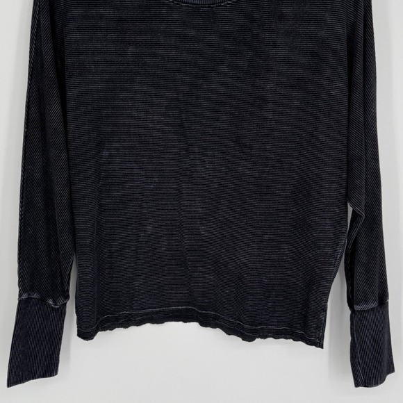 Joah Brown Vital Long Sleeve Top One Size Charcoal Grey Ribbed Minimalist Lounge - Picture 5 of 8